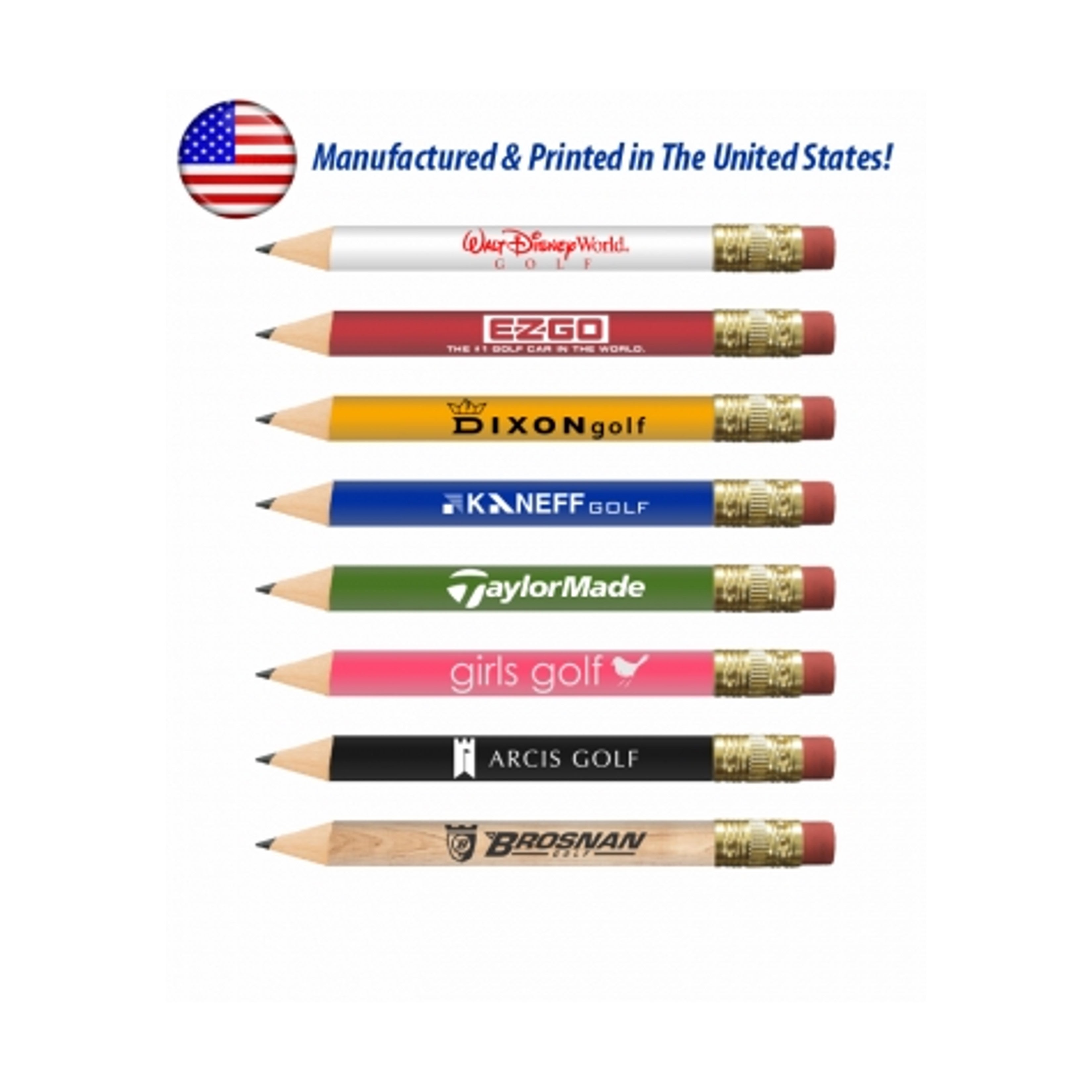 USA Made Custom Golf Pencil with Eraser Eco Promotional Products